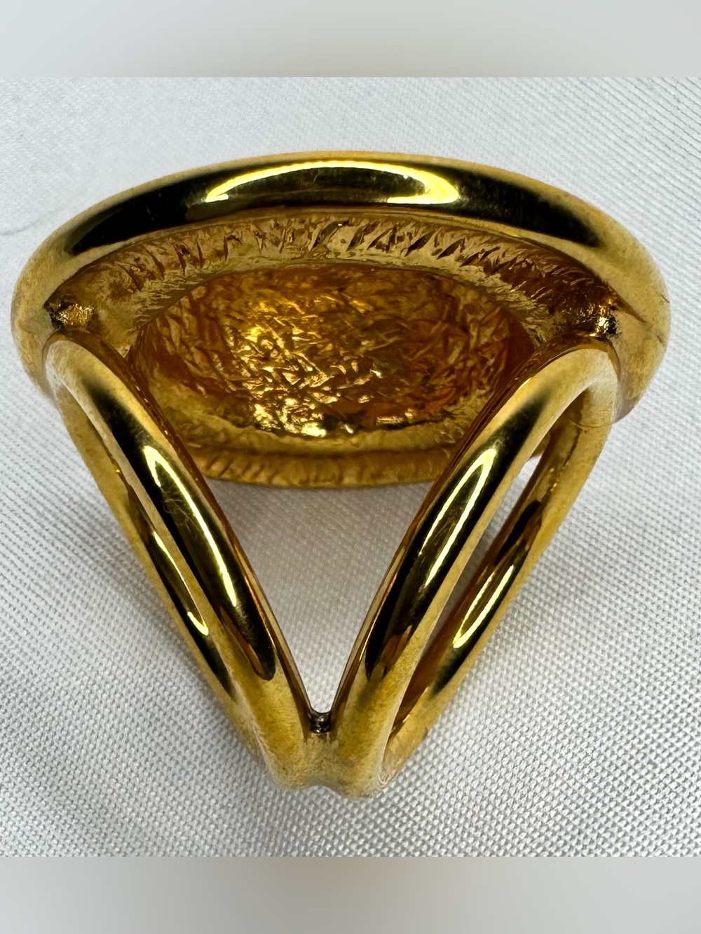 Celine Gold-Tone Woven Motif Scarf Ring w/COA! - Picture 2 of 8